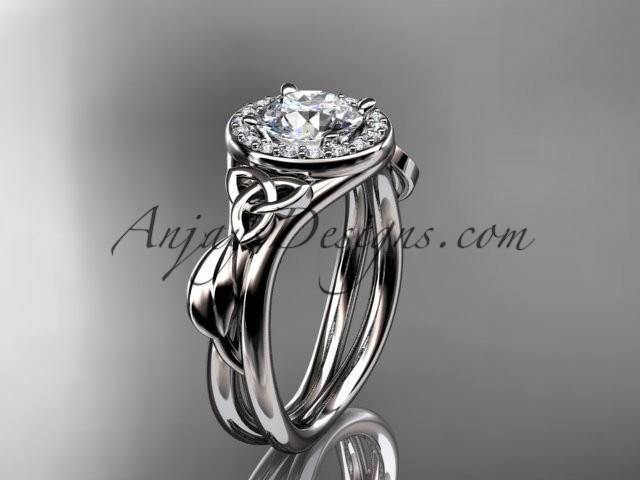 Свадьба - platinum diamond celtic trinity knot wedding ring, engagement ring CT7314