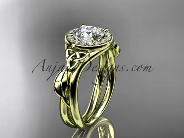 Свадьба - 14kt yellow gold diamond celtic trinity knot wedding ring, engagement ring CT7314