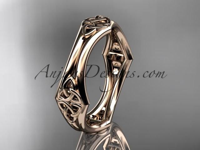 Hochzeit - 14kt rose gold diamond celtic trinity knot wedding band, engagement ring CT7356G