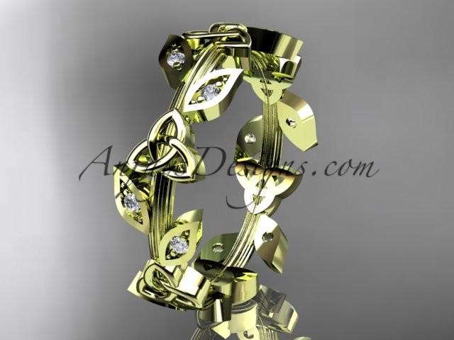 Mariage - 14kt yellow gold diamond celtic trinity knot wedding band, engagement ring CT7193B