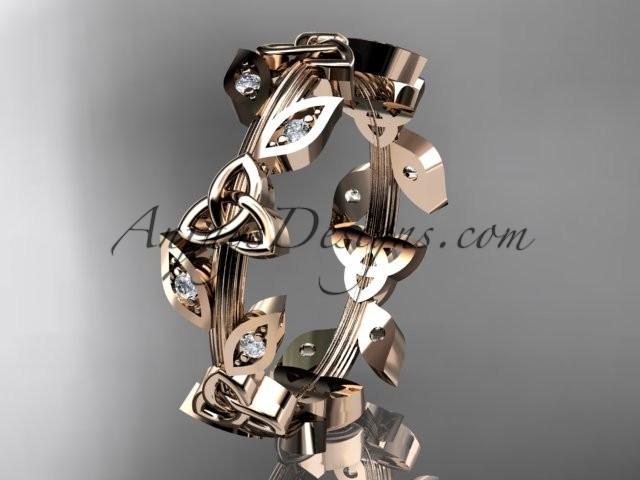Mariage - 14kt rose gold diamond celtic trinity knot wedding band, engagement ring CT7193B