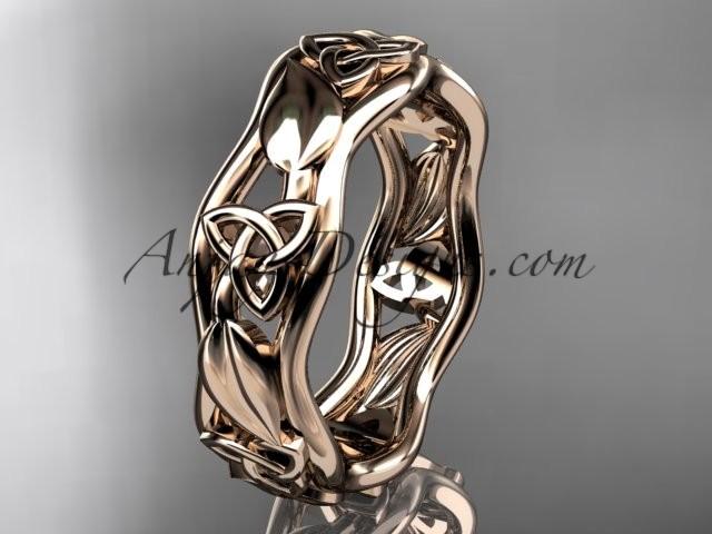 Hochzeit - 14kt rose gold celtic trinity knot engagement ring, wedding band CT7105B