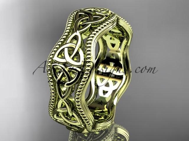 Wedding - 14kt yellow gold celtic trinity knot engagement ring, wedding band CT750B