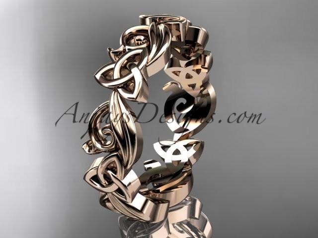 زفاف - 14kt rose gold celtic trinity knot wedding band, engagement ring CT7191B