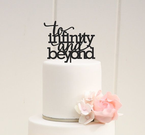 Hochzeit - To Infinity And Beyond Wedding Cake Topper - Custom Cake Topper