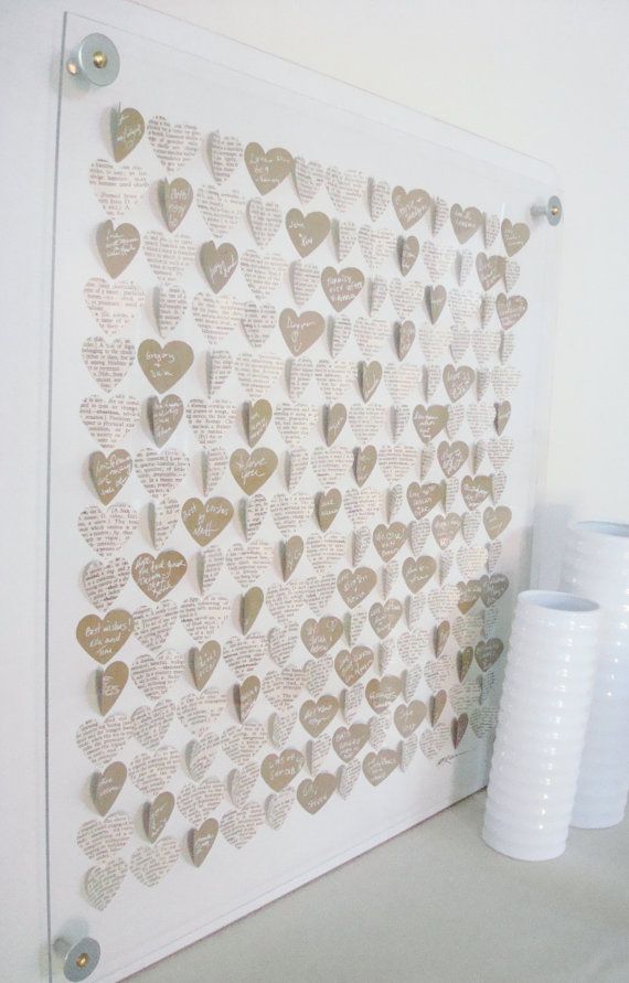 Hochzeit - 3D Heart Guest Book Alternative / Custom Framed Guest Book- Hearts, Pens, Instructions Included. SIZE Small