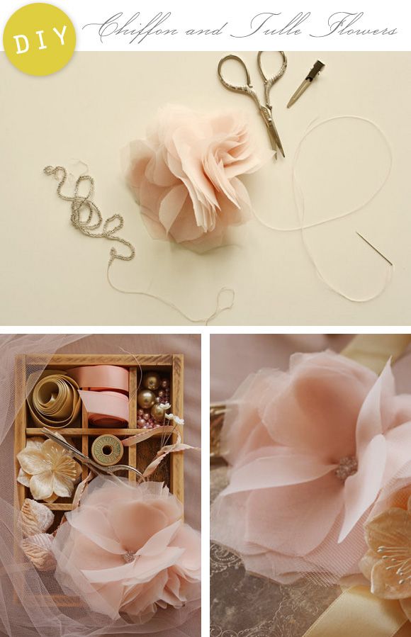 Mariage - DIY: Gorgeous Chiffon And Tulle Flowers