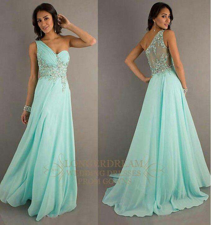 Mariage - Hot Mint One Shoulder Party/Prom/Evening/Pageant Dress/Ball Gown/SZ 6 8 10 12 14