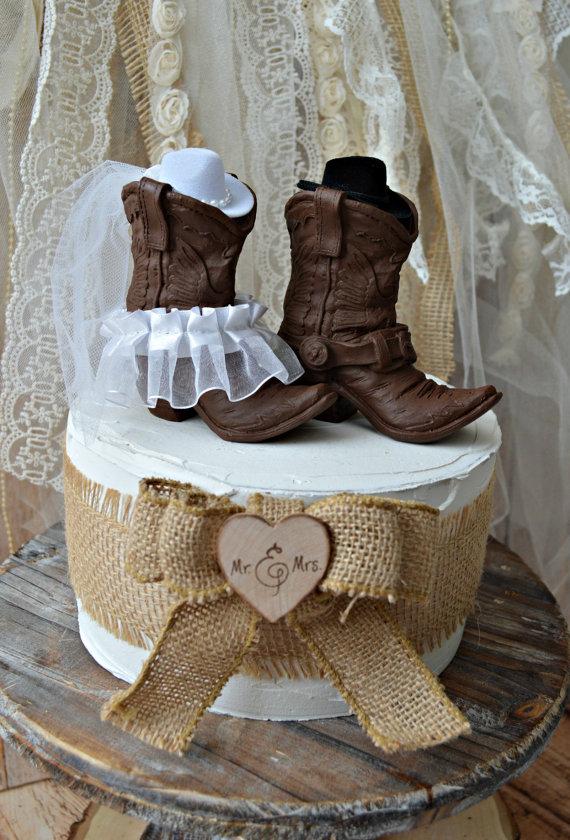 Mariage - Western cowboy boots wedding cake topper-western wedding-western wedding cake topper-cowboy boot topper