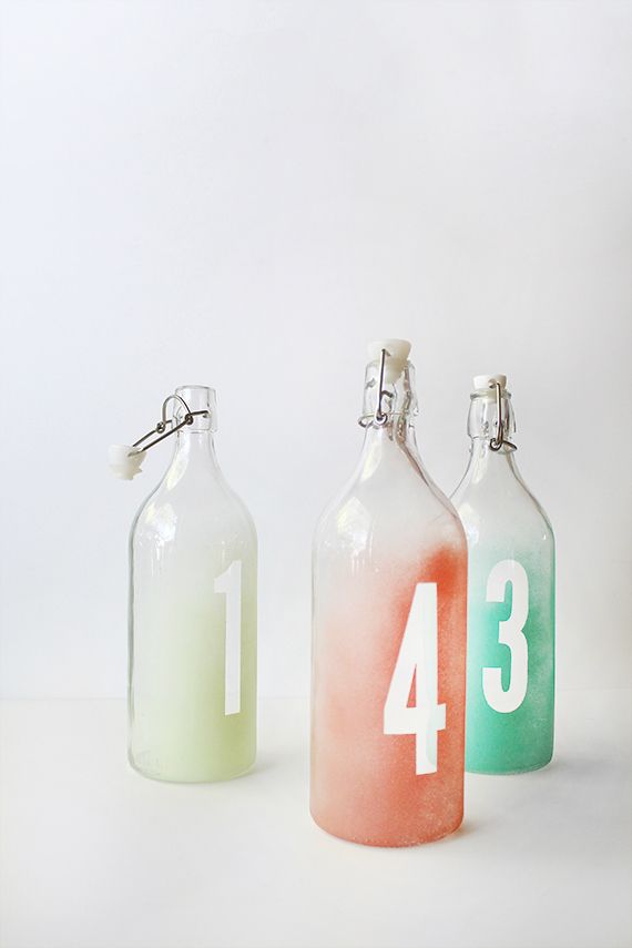 Свадьба - Watercolor Bottle Table Numbers 