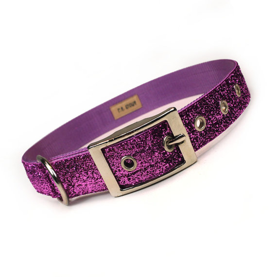 زفاف - lilac sparkle metal buckle dog collar (1 inch)