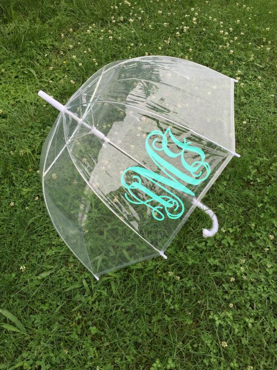 Hochzeit - Monogrammed Umbrella Personalized Umbrella Clear Dome Umbrella Personalized Gift Bride to Be Wedding Day Umbrella Bridesmaid