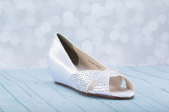 Wedding - 1"  Low Heel Shoe - Wedding Shoes  - Choose From Over 200 Color Choices - Custom Wedding Shoe - wedge Shoes - Crystal Wedge  Wedding Shoes