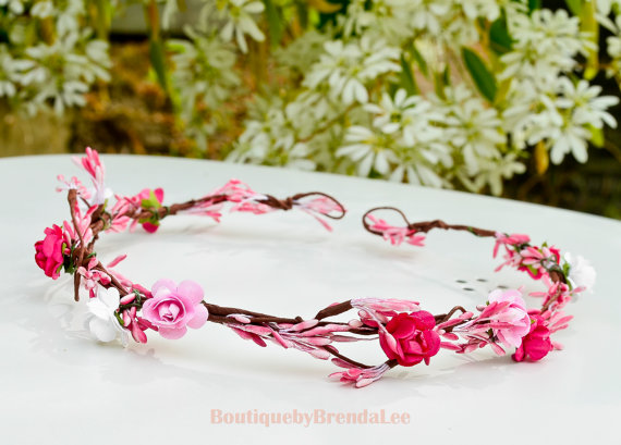 Wedding - BRENDA LEE Pink pip berry head wreath/hair accessory/headband/berries/flower girl/bride/bridal/bridesmaid/