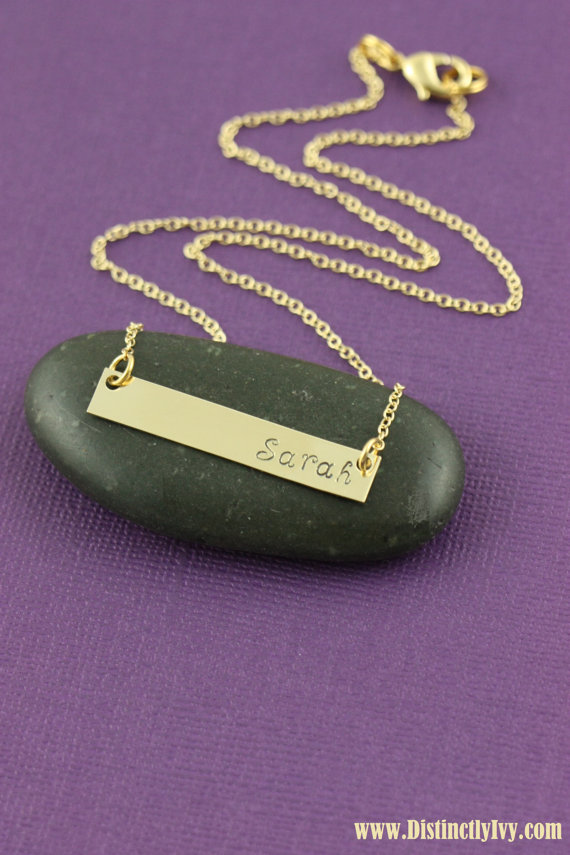 زفاف - SALE - Personalized Bar Necklace - Bridesmaid Gift - Gold Bar Necklace - Nameplate - Gold Necklace - Personalized Jewelry - Best Friend