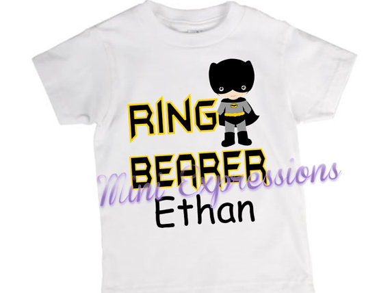 زفاف - Ring Bearer Batman Inspired shirt or onesie Personalized just for you