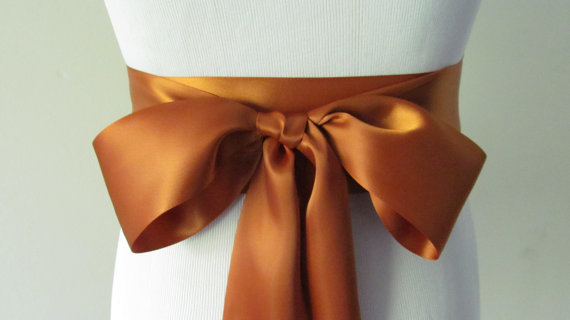 Mariage - Copper Ribbon Sash / Double Faced Ribbon Sash / Bridal Sash / Bridal Ribbon / Copper