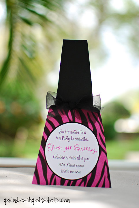 Hochzeit - SPA party sleepover birthday nail polish invitation by Palm Beach Polkadots