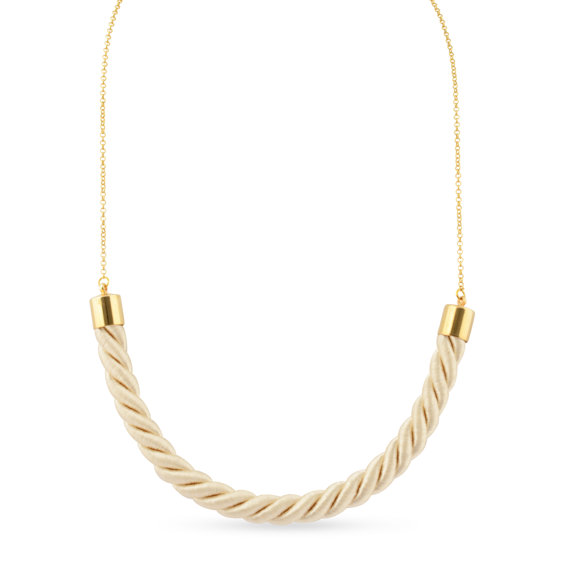 زفاف - Chunky Cord Necklace - Statement Necklace - Silk Rope Necklace – Nautical Rope Necklace - Half and Half Cord and Chain Necklace -Bridal Gift