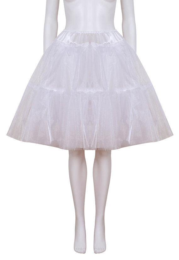 Hochzeit - Gorgeous White 22 inch 2 tier 3 layer Satin & Organza petticoat. Bridal Retro Vintage Rockabilly 50's style