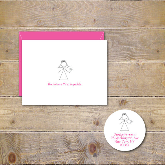 Mariage - Stick Figure Cards, Stick Figure Bridal Shower Cards, Future Mrs Cards, Soon To Be Mrs Cards, Bridal Shower Thak You Cards
