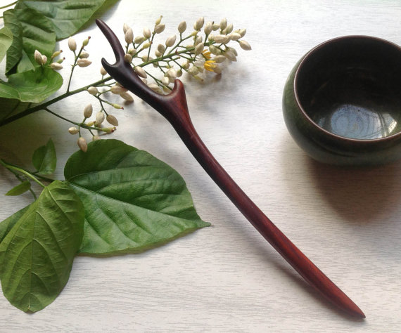 زفاف - OriginalFire Handmade Carved Rosewood Hair Stick / Hair Pin