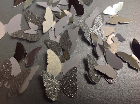 Wedding - 125 pc Assorted sized Paper butterflies  Table Decorations