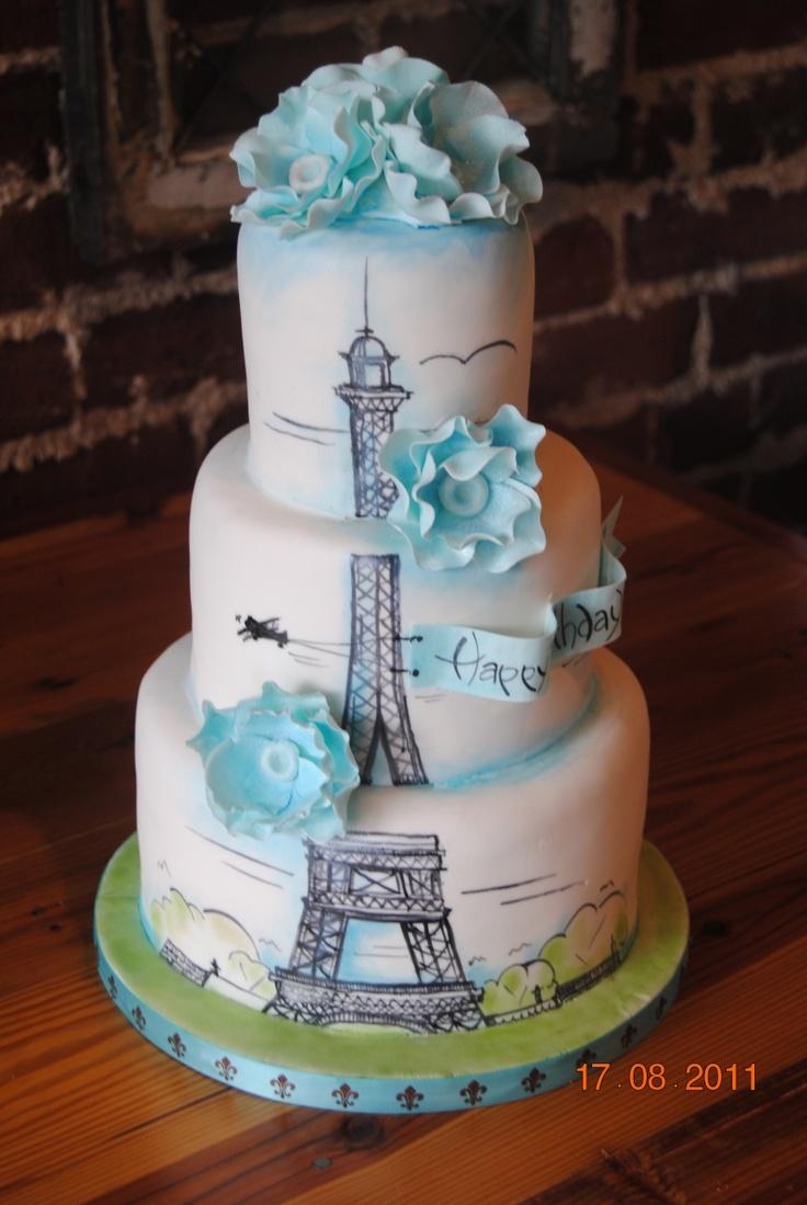 Свадьба - Paris Birthday Cake — Birthday Cakes