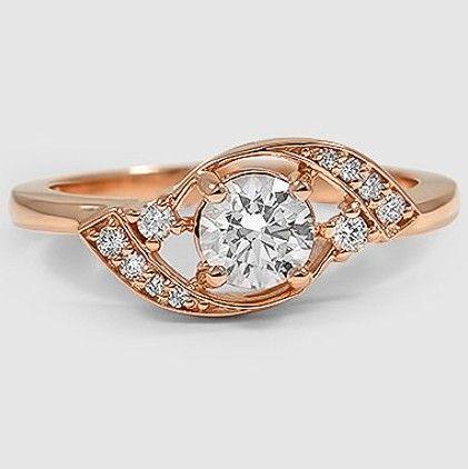 Hochzeit - 14K Rose Gold Iris Diamond Ring