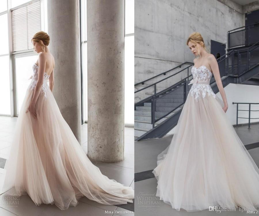 Mariage - New Arrival Dreamy Ethereal Mira Zwillinger Stardust Bridal Collection Wedding Dresses Tulle Applique Lace Wedding Dress Bridal Gown Online with $120.16/Piece on Hjklp88's Store 