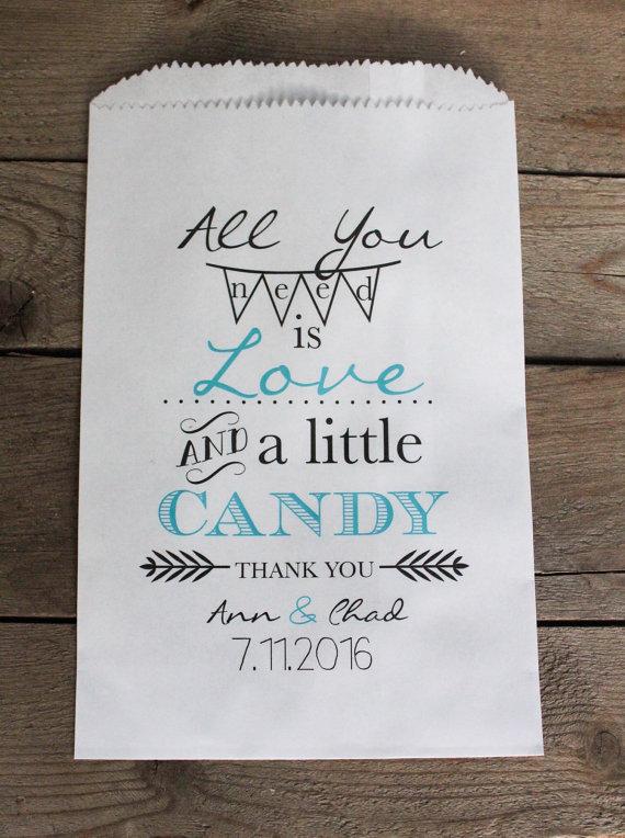 Hochzeit - All You Need is Love Wedding Favor Bags-Candy Buffet Bags-Wedding bags Personalized