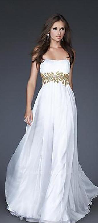 زفاف - Fashion White Chiffon Empire Tube Long Evening Dress In Stock Coodress10496