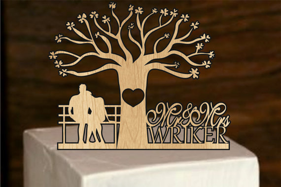 Hochzeit - Rustic Wedding Cake Topper - Personalized wedding cake topper - Monogram Cake Topper - Tree of life wedding cake topper - Bride and Groom