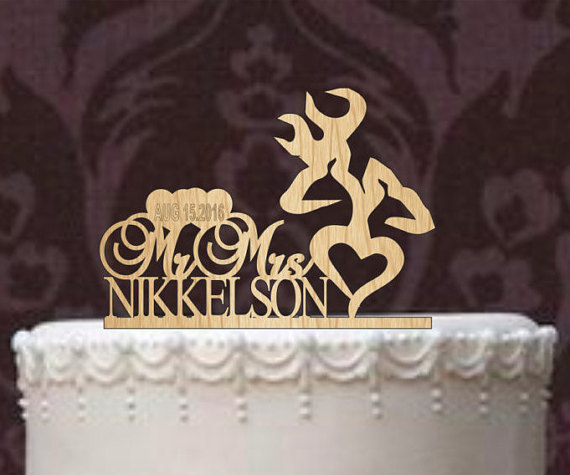 Hochzeit - Deer Wedding Cake Topper - Country Wedding Cake Topper - rustic cake topper - personalized - shabby chic - cowboy cake topper - western