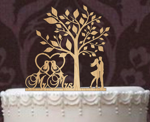 زفاف - Rustic Wedding Cake Topper, Personalized Cake Topper, Funny wedding cake topper, silhouette cake topper, custom cake topper, Tree of life