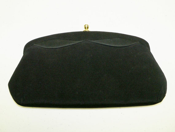Mariage - Vintage Purse Black Wedding Evening Prom Opera Clutch Gift for Her
