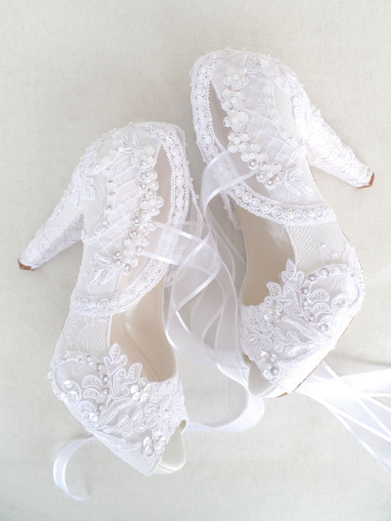 white lace wedding boots