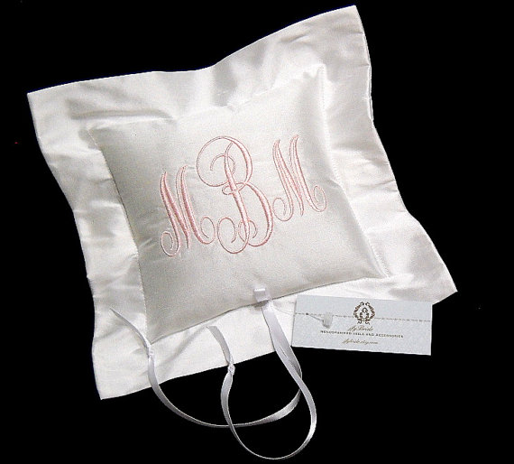 Hochzeit - Small Silk Ring Bearer Pillow, Shabby Chic Wedding, Style 4207