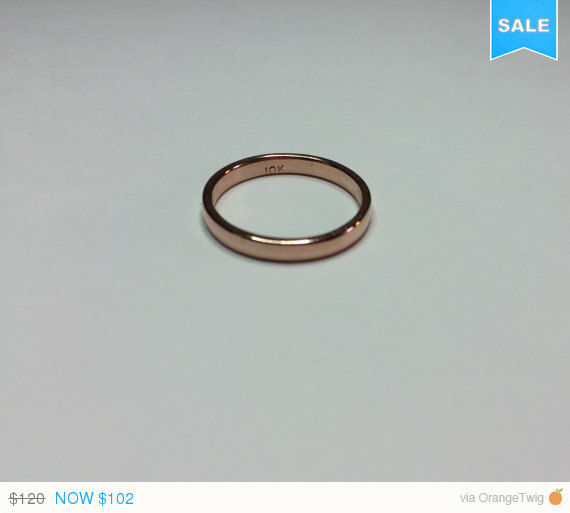 Mariage - 15% Sale ONE ring, 10kt gold, 10g, Pink gold, or yellow gold ring, stacking, wedding bands, engagement, promise