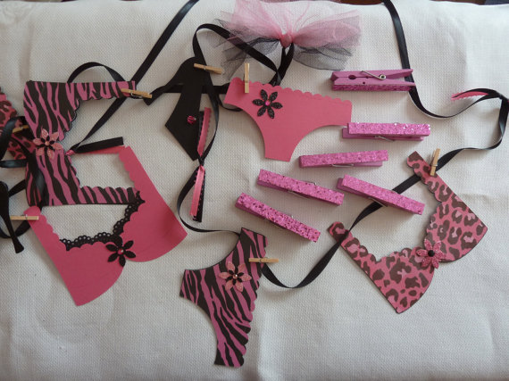 زفاف - Pink Animal Print Lingerie Bachelorette Party Bridal Shower Decoration Banner / cheetah & Zebra