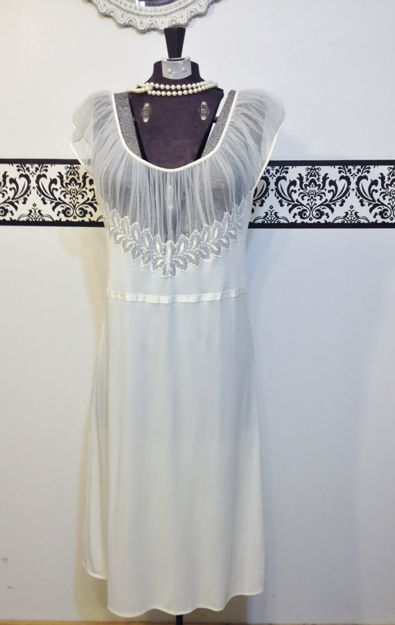 Mariage - 1940's Ivory & Lace Bridal Slip Dress by Miss Swank Nystrom, Size 32 Small, 1930's Vintage Lace Pin Up Slip, 1940's Wedding Gatsby Lingerie