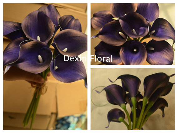 زفاف - 9pcs ~ 36pcs Natural Real Touch Purple Calla Lily Stem or Bundle for Silk Wedding Bridal Bouquets, Centerpieces, Decorations