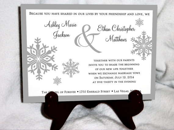 Wedding - 100 Snowflake Wedding Invitations, RSVP's, Reception Invitations w/ FREE Calendar Stickers, personalization, printing