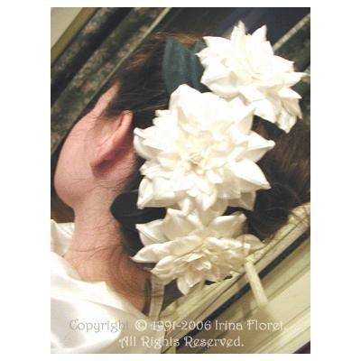 Wedding - Couture White Camellia Bridal Head Piece Comb Silk Flower Veil Accessory