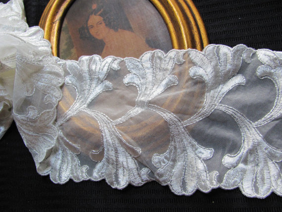 Mariage - White Lingerie Bridal Lace  - 4" Inches Wide - 2 Yards Length Total