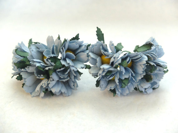 Wedding - 10 - 25mm blue mulberry paper chrysanthemum - paper flowers - paper mum - paper daisy - blue flower