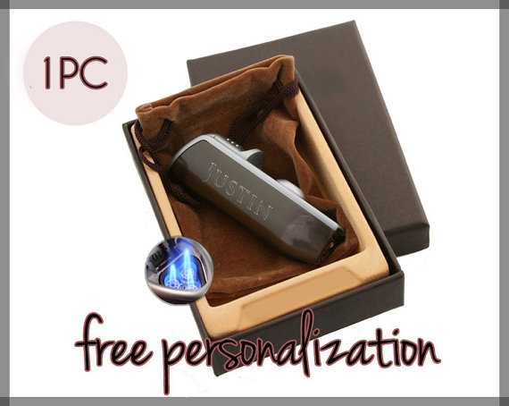 Свадьба - Groomsmen Gifts, 1 Personalized Cigar Lighter 3 Torches and Cigar Punch Bachelor Gift Wedding Gift Wedding Favor Groomsman Gift LTE001