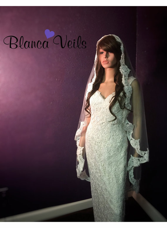 زفاف - Eyelash Lace Mantilla Veil
