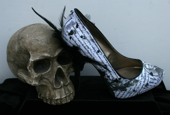 زفاف - Raven Heels Raven Shoes Edgar Allan Poe Heels Poe Shoes Gothic Heels Nevermore Literature Heels Wedding Heels Book Heels Poetry Heels