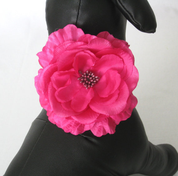Wedding - 5" COLLAR BLOOM - Dog Flower Collar, Dog Bow, Collar Add-on, Soft Silk Pink Collar Flower - Bridal - Dog Wedding